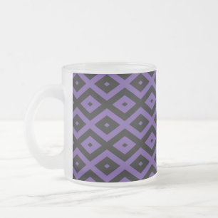 Caneca De Café Vidro Jateado Padrão violeta e diamante preto