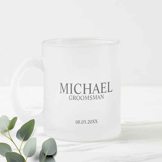 Caneca De Café Vidro Jateado Padrinho de casamento Personalizado Moderno (Criador carregado)