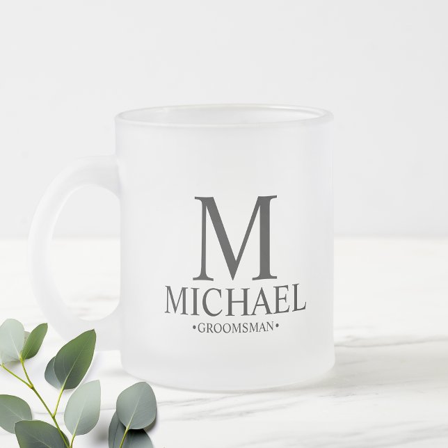 Caneca De Café Vidro Jateado Padrinho de casamento Personalizado Moderno (Criador carregado)