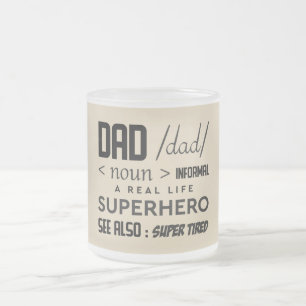 Caneca De Café Vidro Jateado Pai/pai/ <noun> informal um super-herói da vida