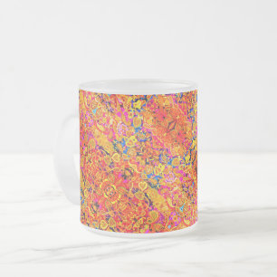 Caneca De Café Vidro Jateado Paisley floral artístico brilhante