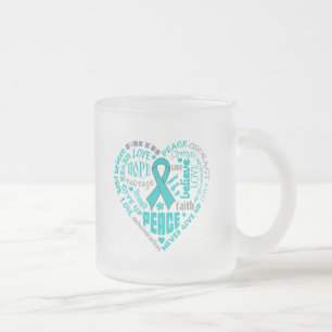 Caneca De Café Vidro Jateado Palavras do coração da consciência de PTSD