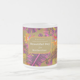 Caneca De Café Vidro Jateado Palm Paradise Amarelo