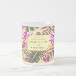 Caneca De Café Vidro Jateado Palm Paradise Yellow