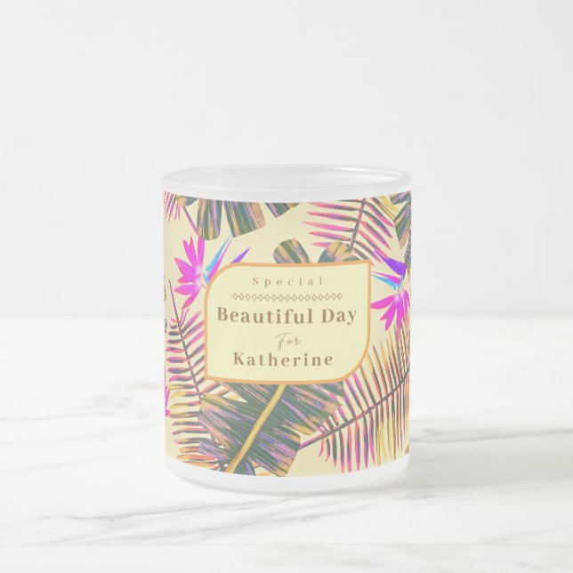 Caneca De Café Vidro Jateado Palm Paradise Yellow (Centro)