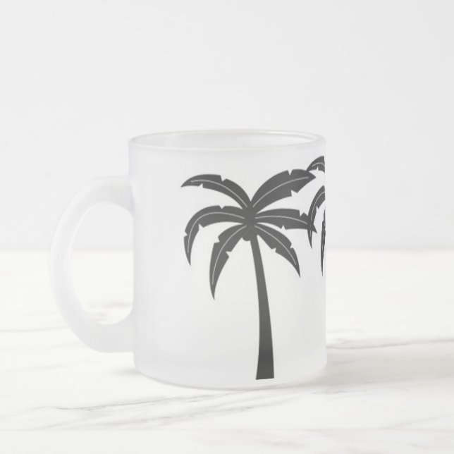 Caneca De Café Vidro Jateado Palmeiras tropicais (Esquerda)