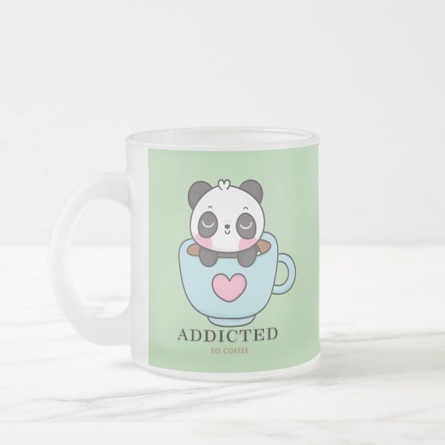 Caneca De Café Vidro Jateado Panda bebê viciada (Esquerda)