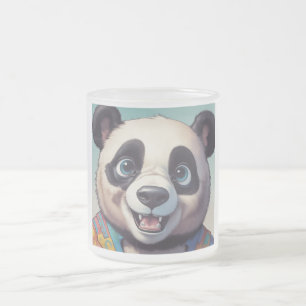 Caneca De Café Vidro Jateado Panda Cartoon Drawing Art