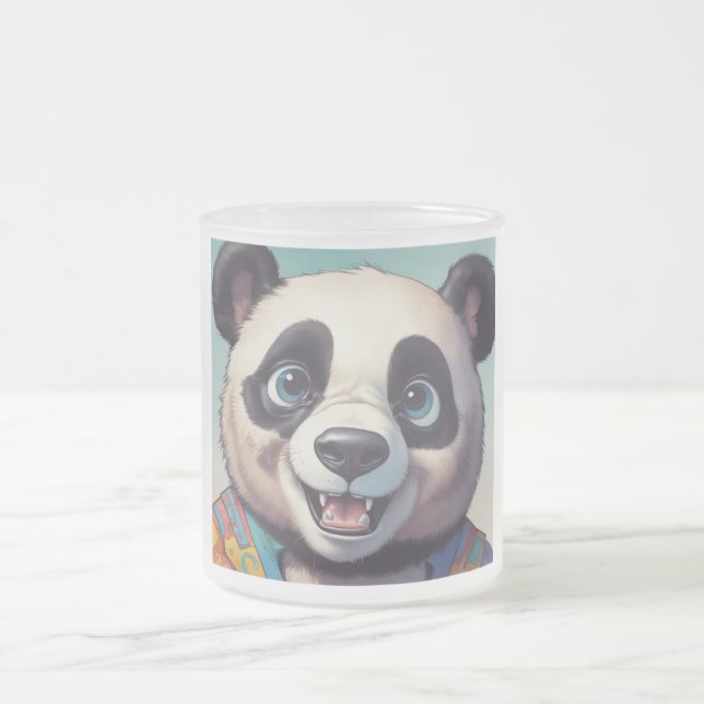 Caneca De Café Vidro Jateado Panda Cartoon Drawing Art (Centro)