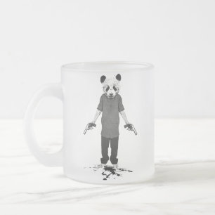 Caneca De Café Vidro Jateado Panda do assassino
