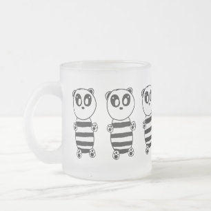 Caneca De Café Vidro Jateado Panda Kids