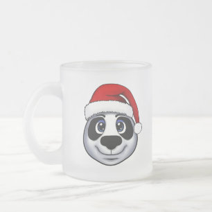 Caneca De Café Vidro Jateado Panda Natal