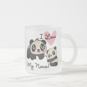 Caneca De Café Vidro Jateado Pandas eu amo minha Nana