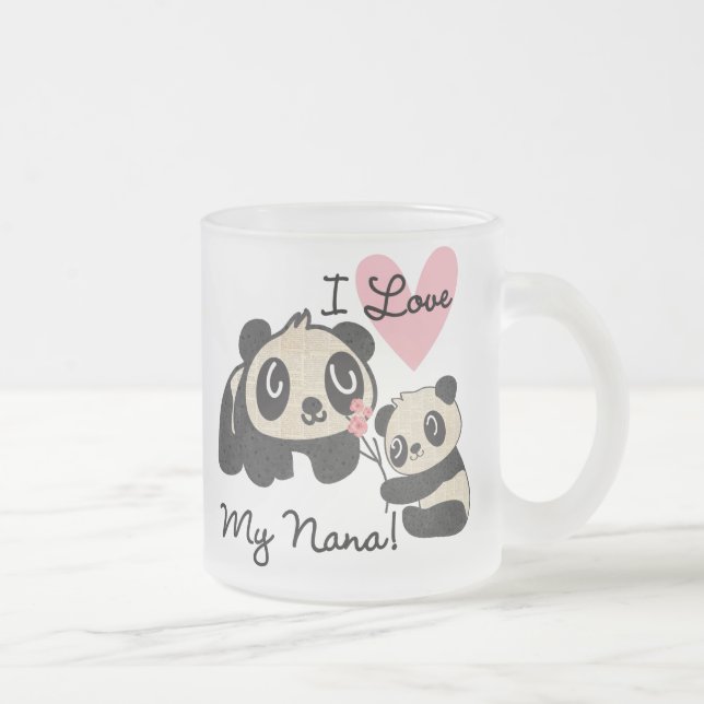 Caneca De Café Vidro Jateado Pandas eu amo minha Nana (Direita)