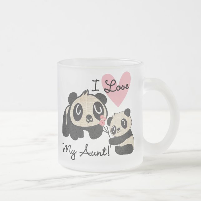 Caneca De Café Vidro Jateado Pandas eu amo minha tia (Direita)