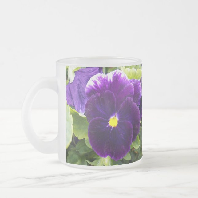 Caneca De Café Vidro Jateado Pansy Roxo Profundo, (Esquerda)