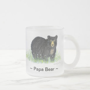 Caneca De Café Vidro Jateado ~Papa Urso ~ Urso Negro Lg. caneca de vidro