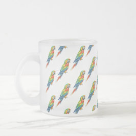 Caneca De Café Vidro Jateado Papagaio