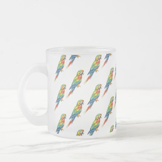 Caneca De Café Vidro Jateado Papagaio (Esquerda)