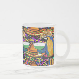 Caneca De Café Vidro Jateado Papagaio de festa de Cinco De Mayo