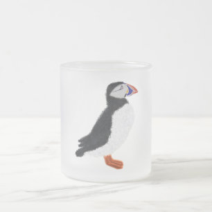 Caneca De Café Vidro Jateado Papagaio-do-mar alegre moderno