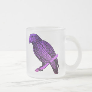 Caneca De Café Vidro Jateado Papagaio roxo