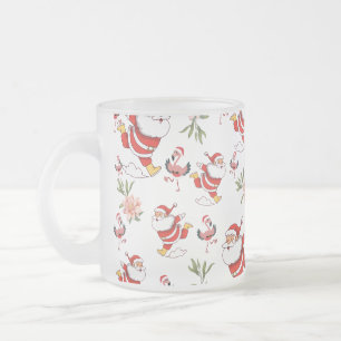 Caneca De Café Vidro Jateado Papagaio Tropical Papai Noel Natal verde