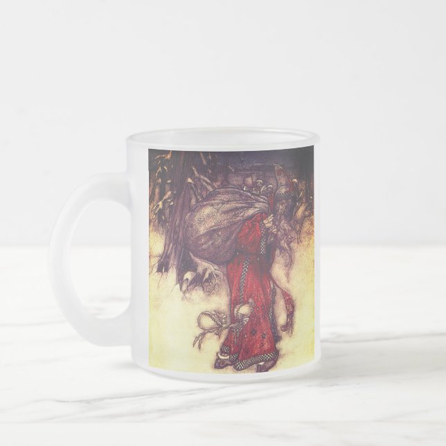 Caneca De Café Vidro Jateado Papai Noel Arthur Rackham  (Esquerda)
