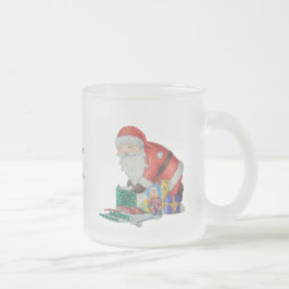 Caneca De Café Vidro Jateado papais noeis bonitos com presentes no natal