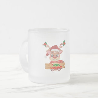 Caneca De Café Vidro Jateado Papais noeis de Rudolph Surpresa: Um Natal Impress