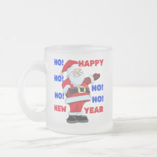 Caneca De Café Vidro Jateado PAPAIS NOEIS DIZEM; FELIZ ANO NOVO. Hei! Hei! Hei!