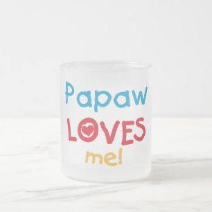 Caneca De Café Vidro Jateado Papaw me ama T-shirts e presentes