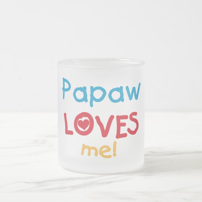 Caneca De Café Vidro Jateado Papaw me ama T-shirts e presentes (Centro)