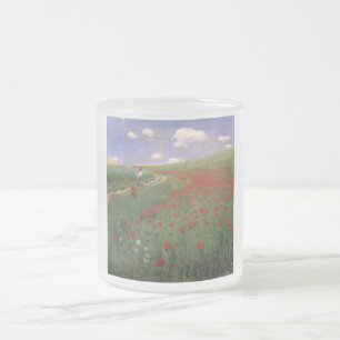 Caneca De Café Vidro Jateado Papoulas no Campo SZINYEI MERSE, Pál flor vermelha