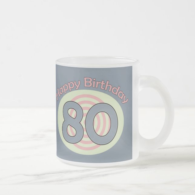 Caneca De Café Vidro Jateado Parabéns 80 (Direita)