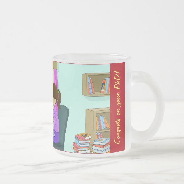 Caneca De Café Vidro Jateado Parabéns pelo seu doutorado, Livros Engraçados, Fo (Direita)