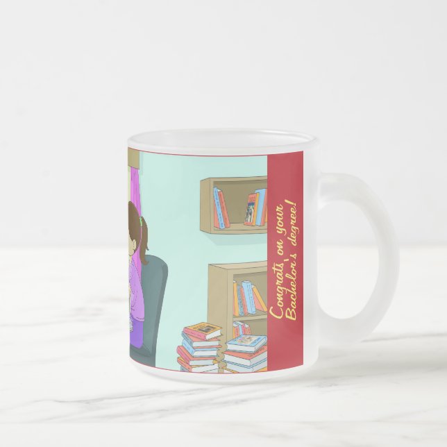 Caneca De Café Vidro Jateado Parabéns, Solteiro Engraçado, Livros Engraçados, G (Direita)