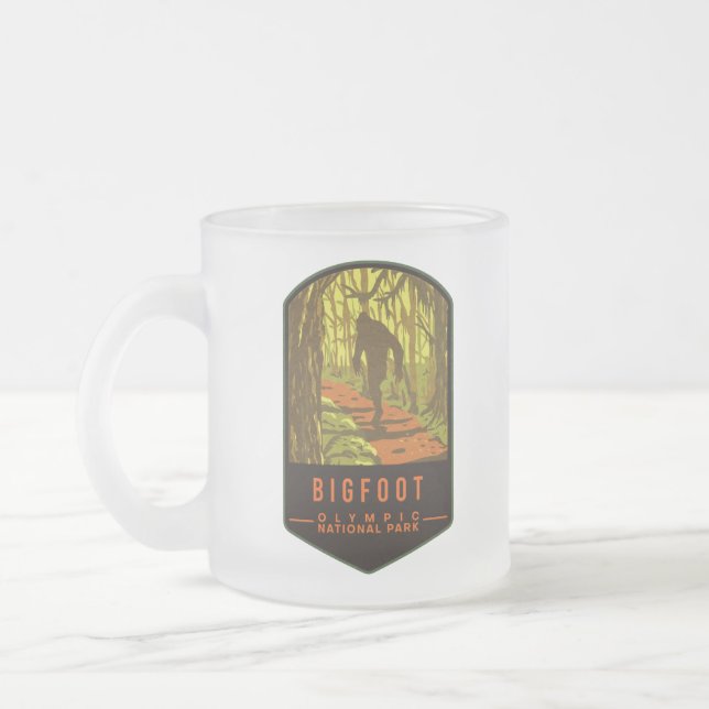 Caneca De Café Vidro Jateado Parque Nacional da Olimpiadas Bigfoot (Esquerda)
