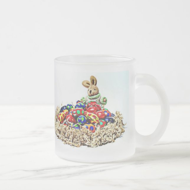 Caneca De Café Vidro Jateado Páscoa Bunny Candy Nest (Direita)