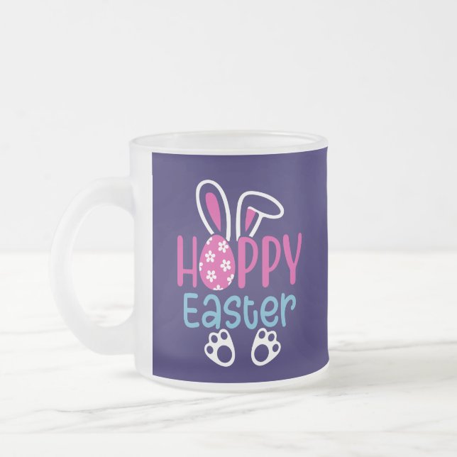 Caneca De Café Vidro Jateado Páscoa Hoppy-64054 (Esquerda)