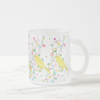 Caneca De Café Vidro Jateado pássaro da flor (repetição)
