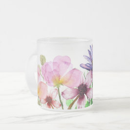 Caneca De Café Vidro Jateado Pastel Garden Blooms