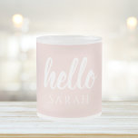 Caneca De Café Vidro Jateado Pastel Mínimo Moderno, Rosa Alô E Seu Nome<br><div class="desc">Pastel Mínimo Moderno,  Rosa Alô E Seu Nome</div>