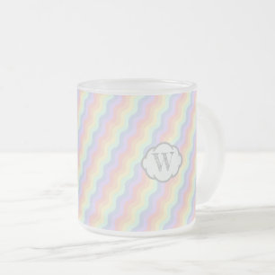 Caneca De Café Vidro Jateado Pastel Rainbow Waves Mug