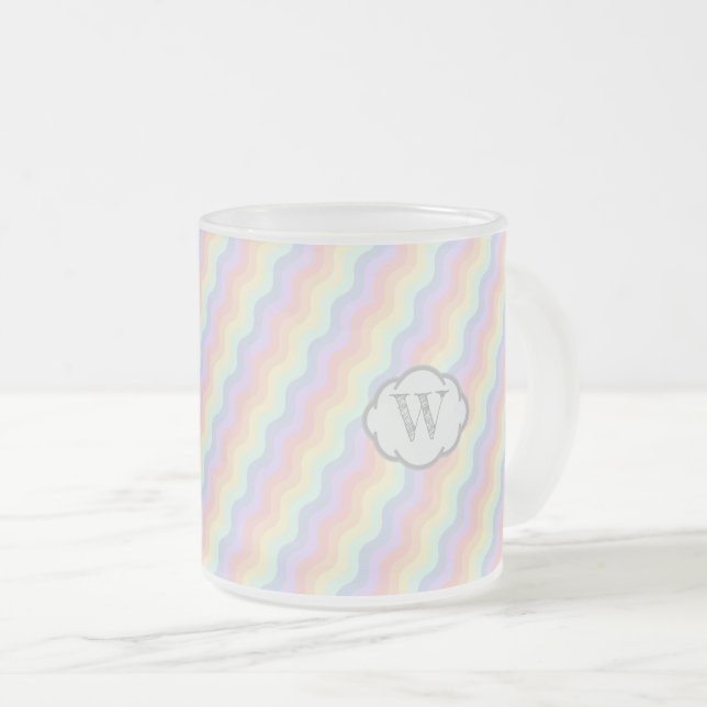 Caneca De Café Vidro Jateado Pastel Rainbow Waves Mug (Frente Esquerda)