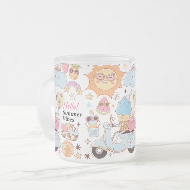 Caneca De Café Vidro Jateado Pastel Summer Vibes (Frente Esquerda)