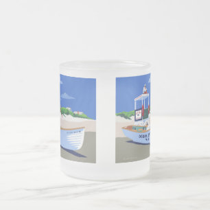 Caneca De Café Vidro Jateado Patrulha da praia da cidade do oceano