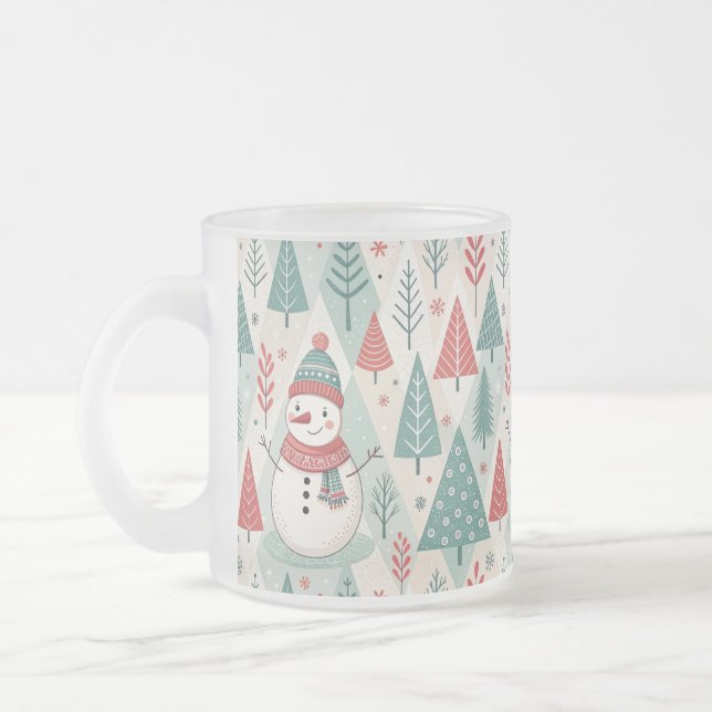 Caneca De Café Vidro Jateado Pattern Christmas Scandinavian (Esquerda)
