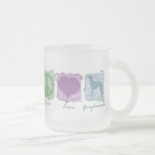 Caneca De Café Vidro Jateado Paz, amor, e galgos Pastel