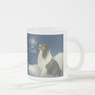 Caneca De Café Vidro Jateado Peace Sheltie Mug